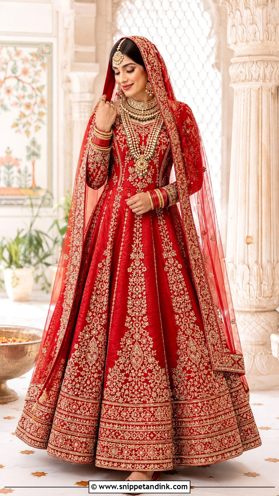 Red Bridal Kalidar With Heavy Border - Snippet and Ink - 25 Pakistani Red Bridal Dress Ideas