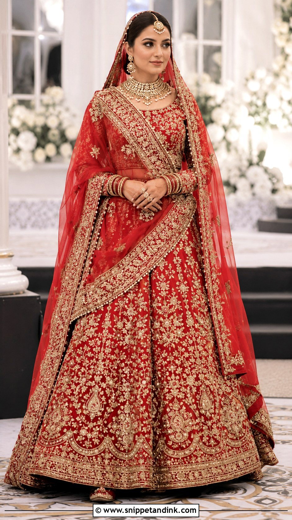 Red Bridal Langa With Double Dupatta - Snippet and Ink - 20 Bridal Langa Ideas
