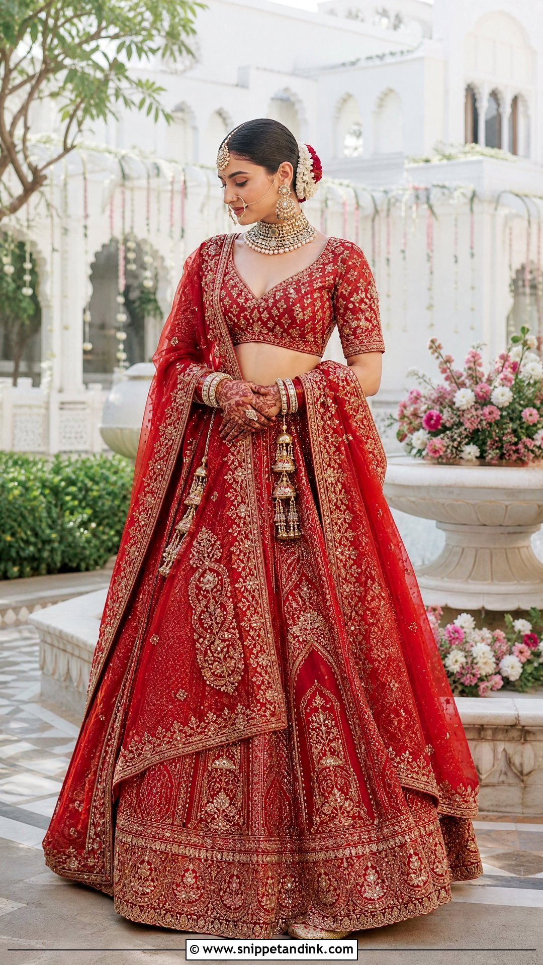 Red Bridal Lehenga - Snippet and Ink - 20 Traditional Wedding Dress for Bride Ideas