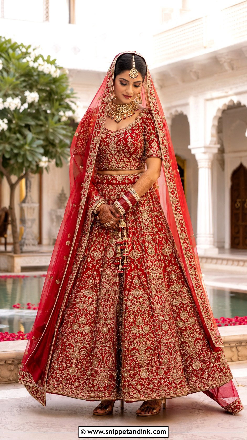 Red Bridal Lehenga - Snippet and Ink - 25 Bride Traditional Outfit Ideas