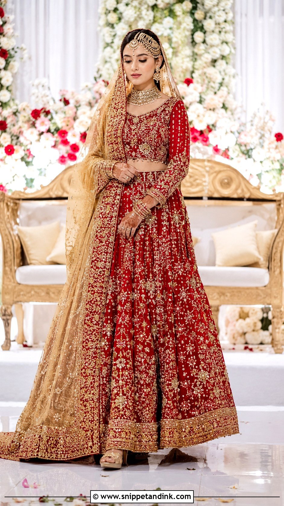 Red Bridal Lehenga Dress - Snippet and Ink - 30 Pakistani Wedding Dress Ideas