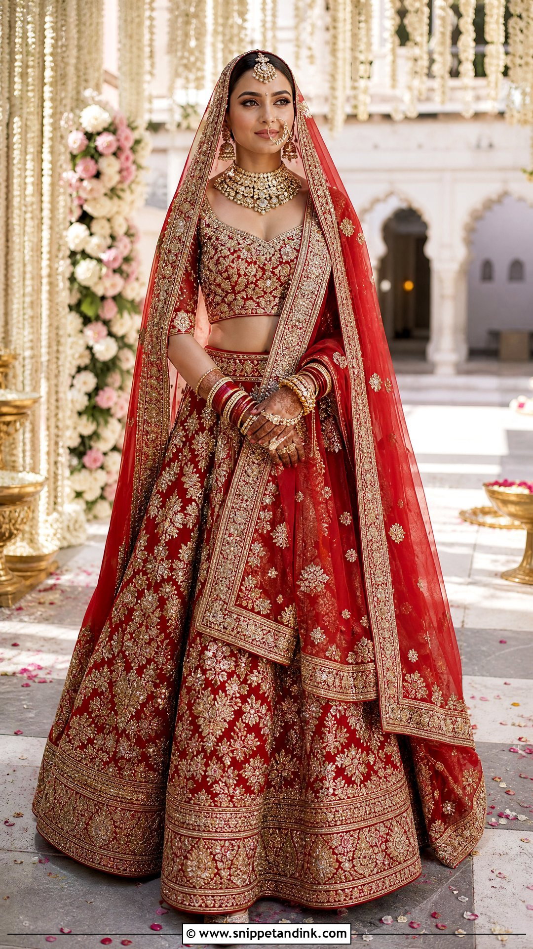 Red Bridal Lehenga For North Indian Wedding - Snippet and Ink - 20 North Indian Wedding Outfits