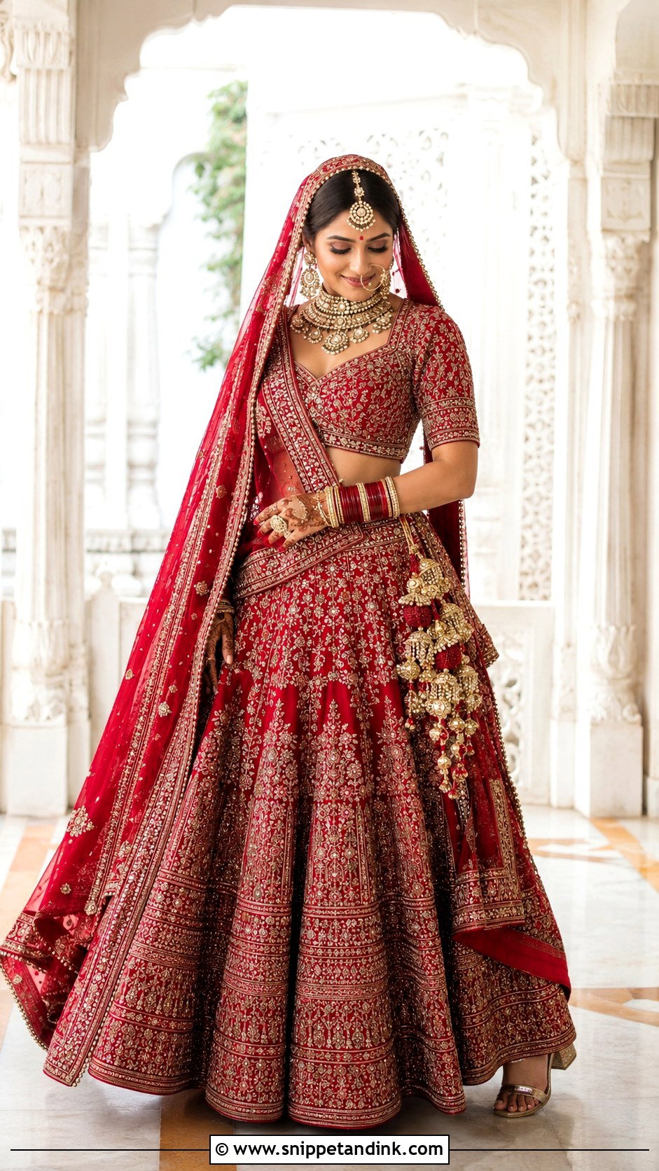 Red Bridal Lehenga For Wedding Day - Snippet and Ink - 25 Indian Bridal Outfits Wedding Day