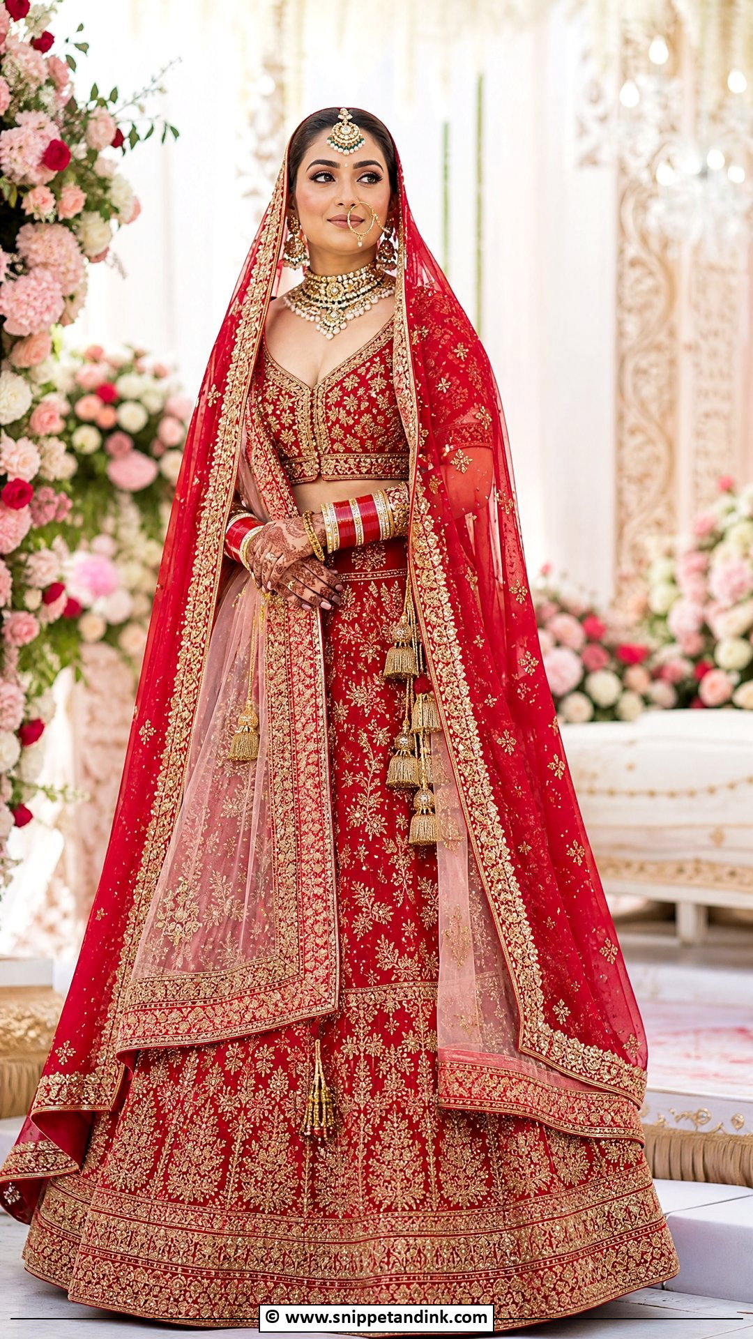 Red Bridal Lehenga Indian Bride Outfit - Snippet and Ink - 35 Indian Bride Ideas