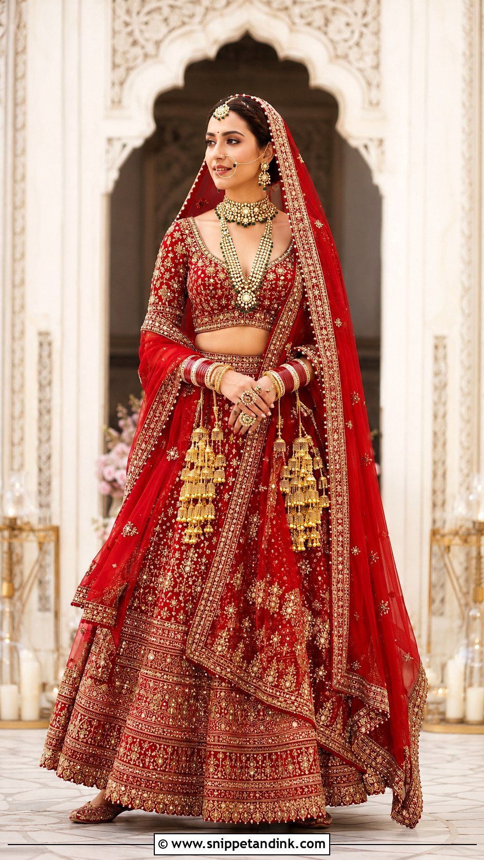 Red Bridal Lehenga Look - Snippet and Ink - 25 New Indian Bride Look Ideas