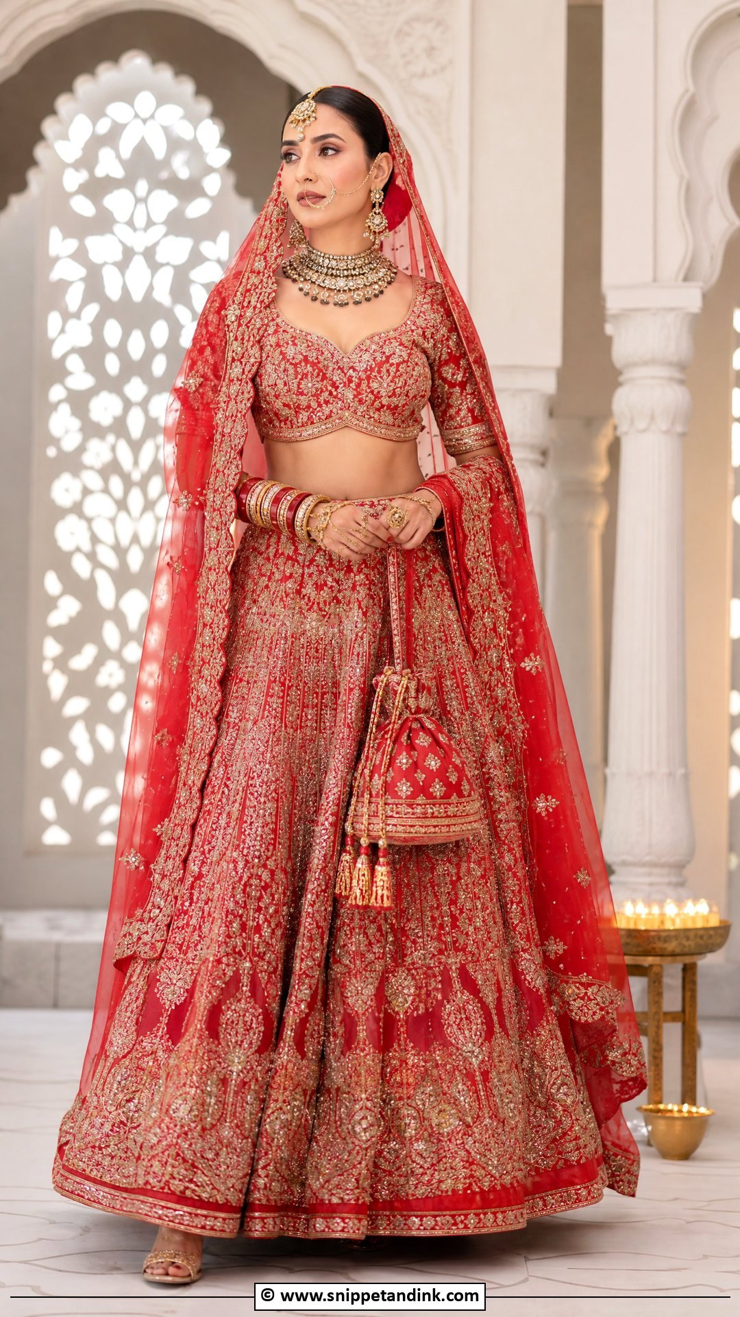 Red Bridal Lehenga Outfit - Snippet and Ink - 35 Indian Wedding Dress Ideas