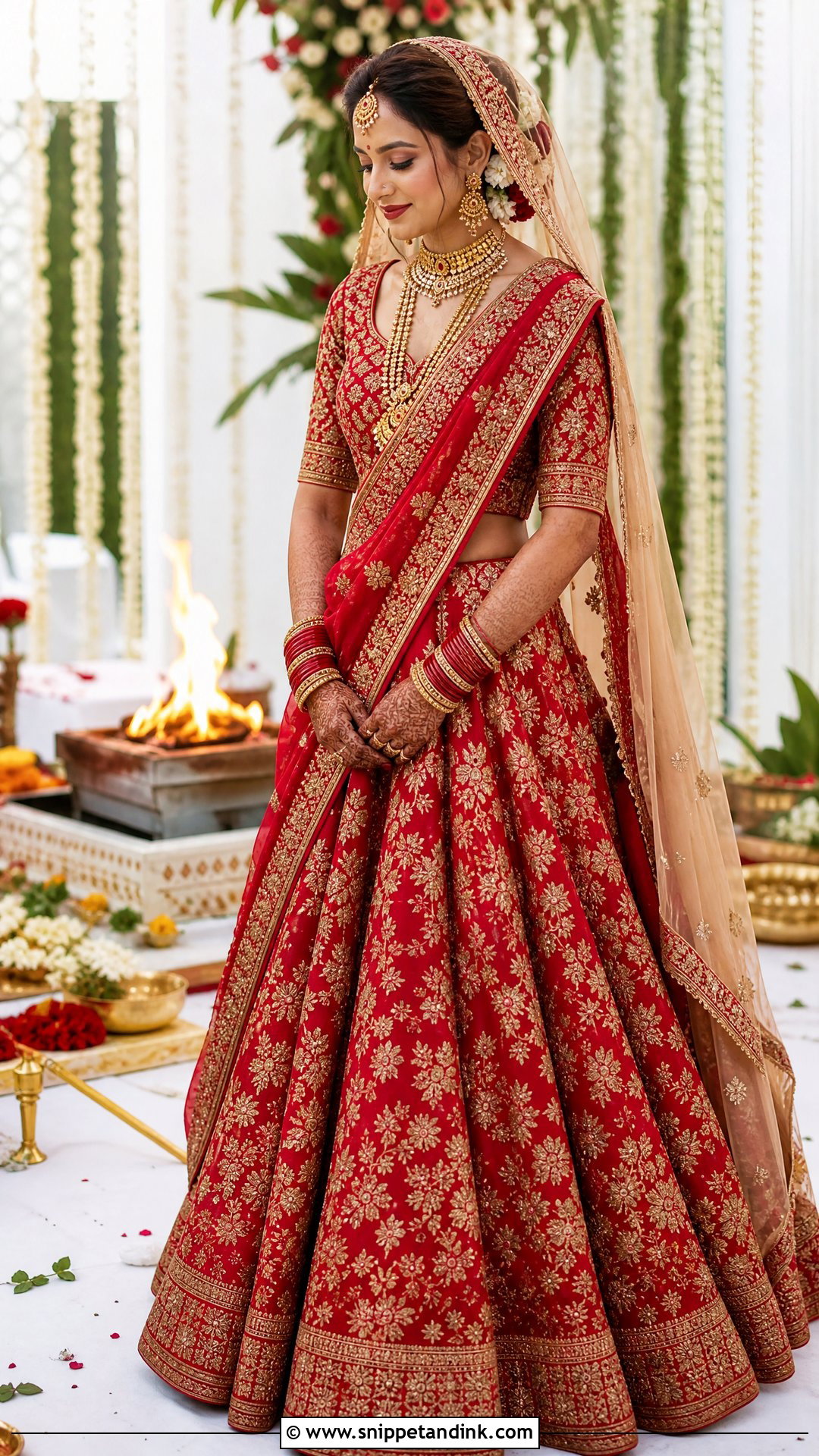 Red Bridal Lehenga Vaidik Marriage Dress - Snippet and Ink - 20 Vaidik Marriage Dress Ideas