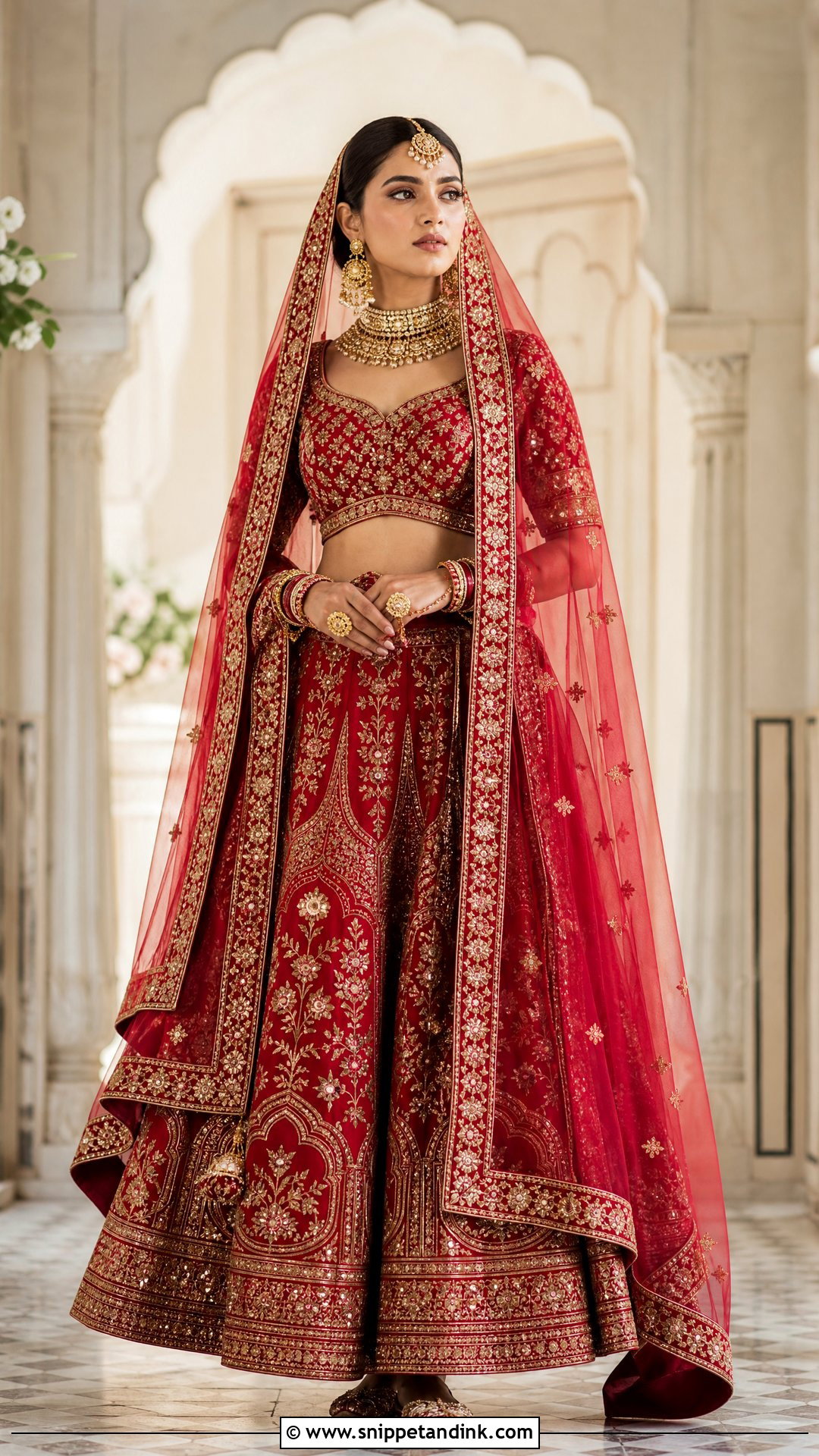 Red Bridal Lehenga Wedding Dress - Snippet and Ink - 25 Traditional Indian Wedding Dress Ideas