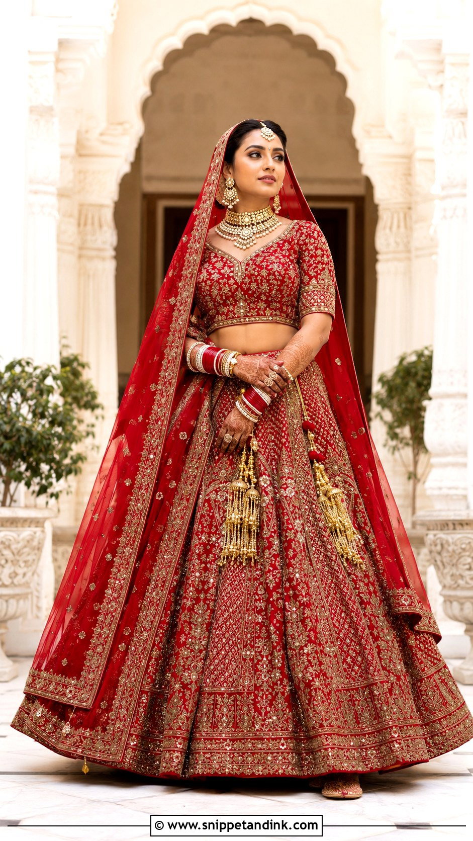 Red Bridal Lehenga Wedding Dress - Snippet and Ink - 20 Best Indian Wedding Dresses