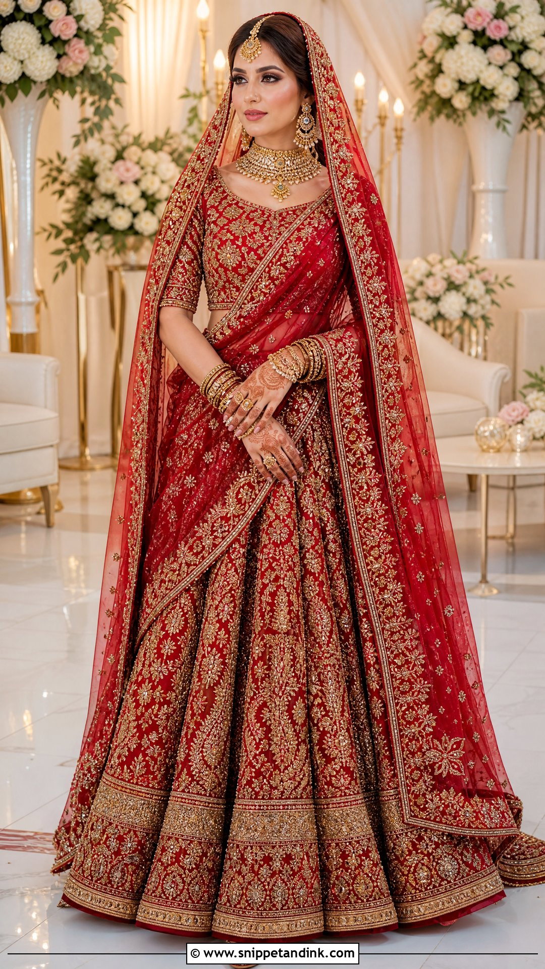Red Bridal Lehenga With Double Dupatta - Snippet and Ink - 25 Latest Bridal Dresses Pakistan