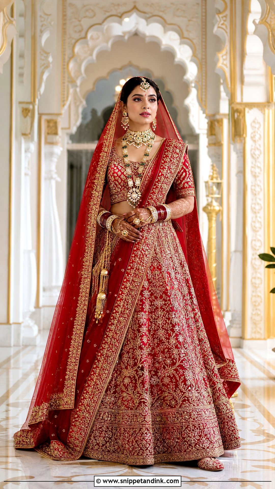 Red Bridal Lehenga With Double Dupatta - Snippet and Ink - 20 Red Bridal Outfit Ideas