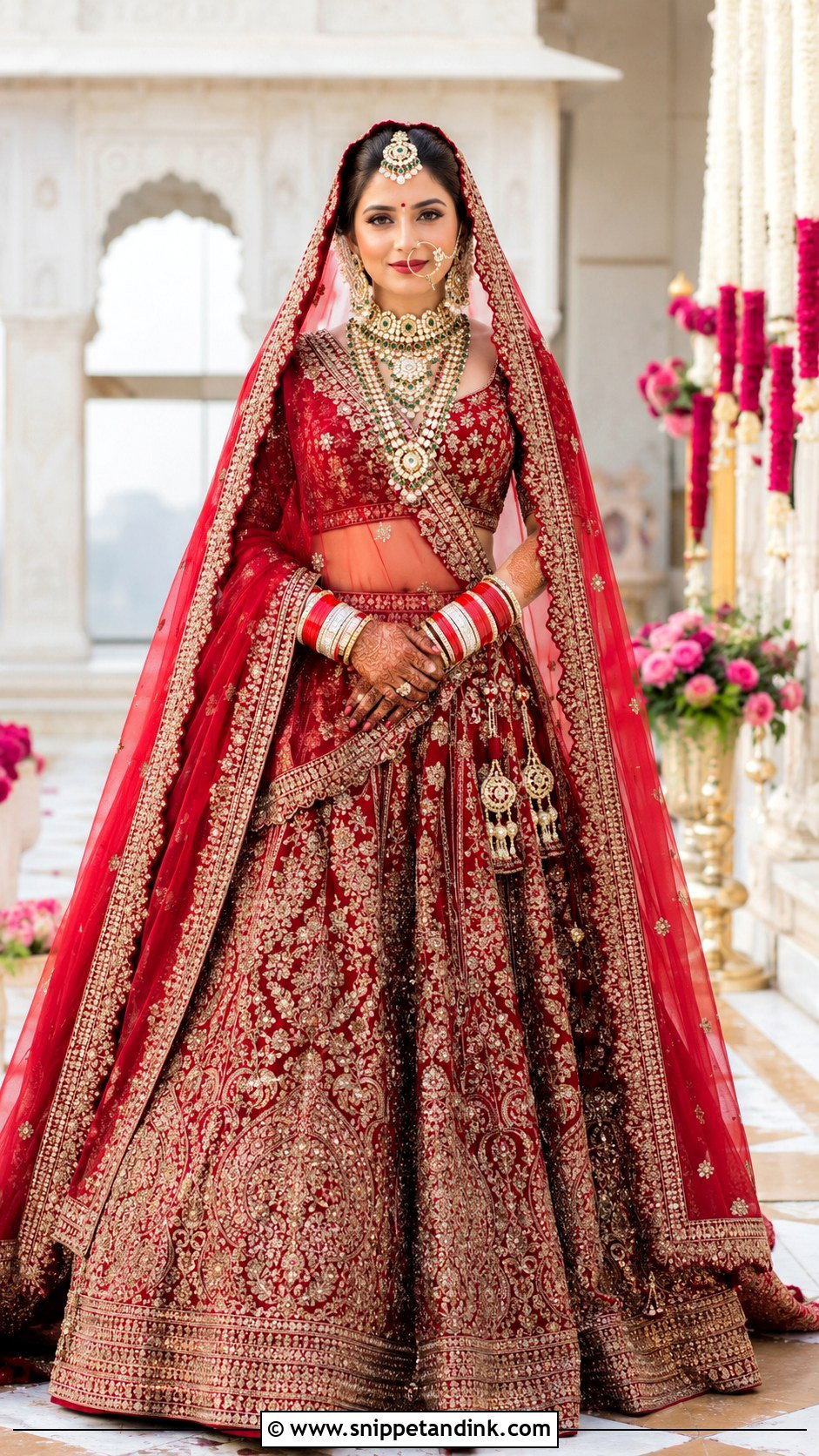 Red Bridal Lehenga With Double Dupatta - Snippet and Ink - 20 Latest Indian Bridal Dresses