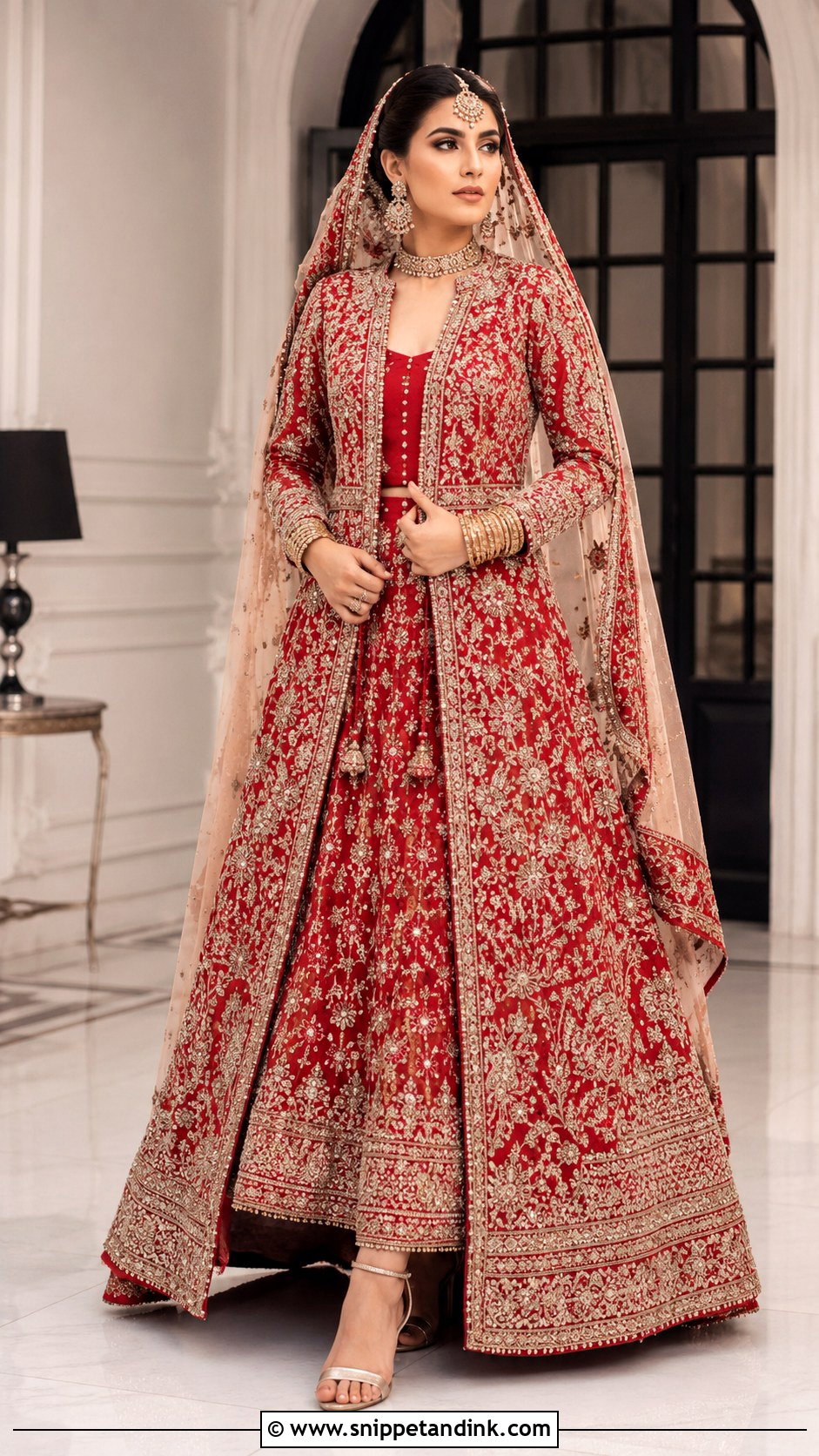 Red Bridal Lehenga With Jacket - Snippet and Ink - 25 Pakistani Red Bridal Dress Ideas