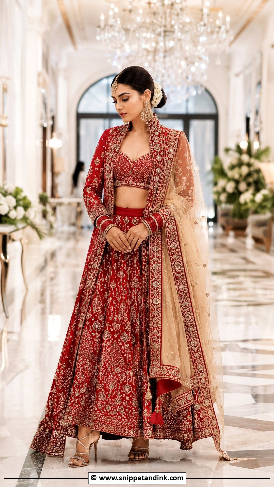 Red Bridal Lehenga With Jacket - Snippet and Ink - 30 Red Indian Bridal Wear Ideas