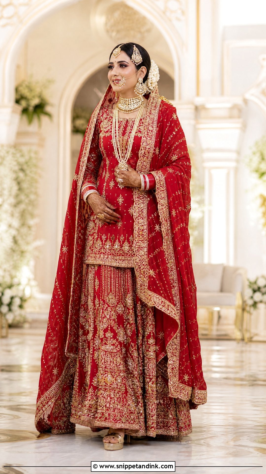 Red Bridal Lehenga With Khada Dupatta - Snippet and Ink - 20 Hyderabadi Bride Ideas