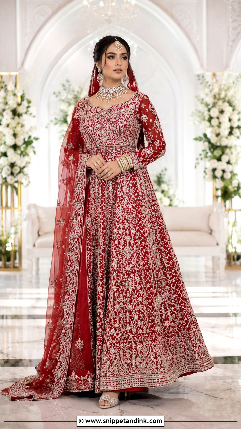 Red Bridal Lehenga With Silver Embroidery - Snippet and Ink - 25 Pakistani Red Bridal Dress Ideas