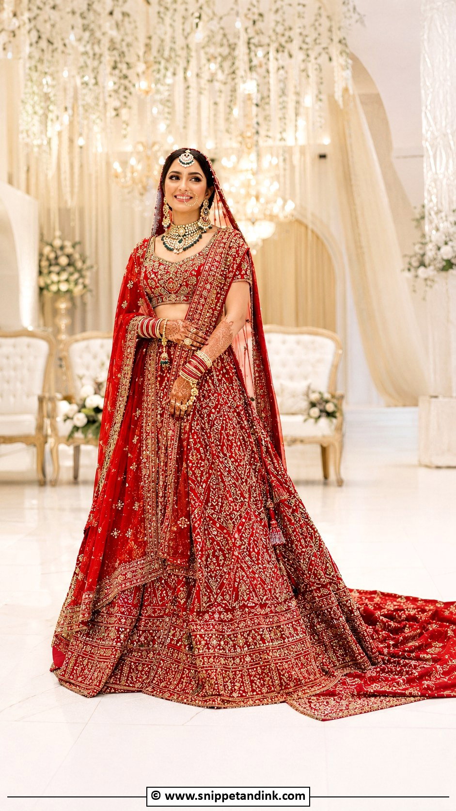 Red Bridal Lehenga With Trail - Snippet and Ink - 30 Red Indian Bridal Wear Ideas