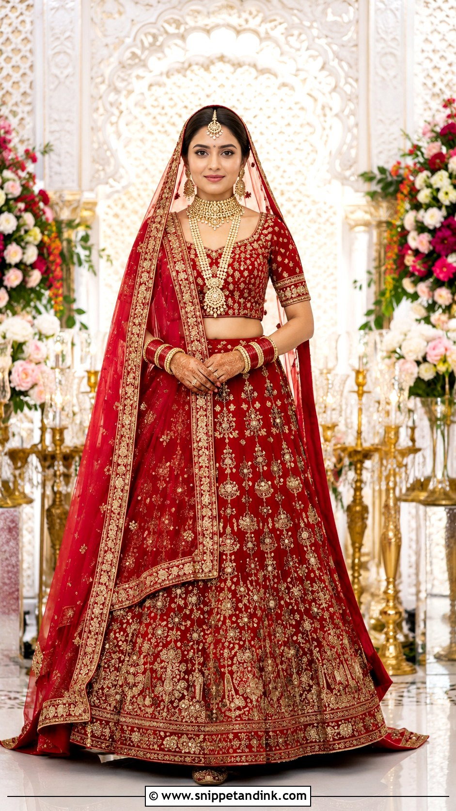 Red Bridal Lehenga for Indian Marriage - Snippet and Ink - 20 Indian Marriage Dress Ideas