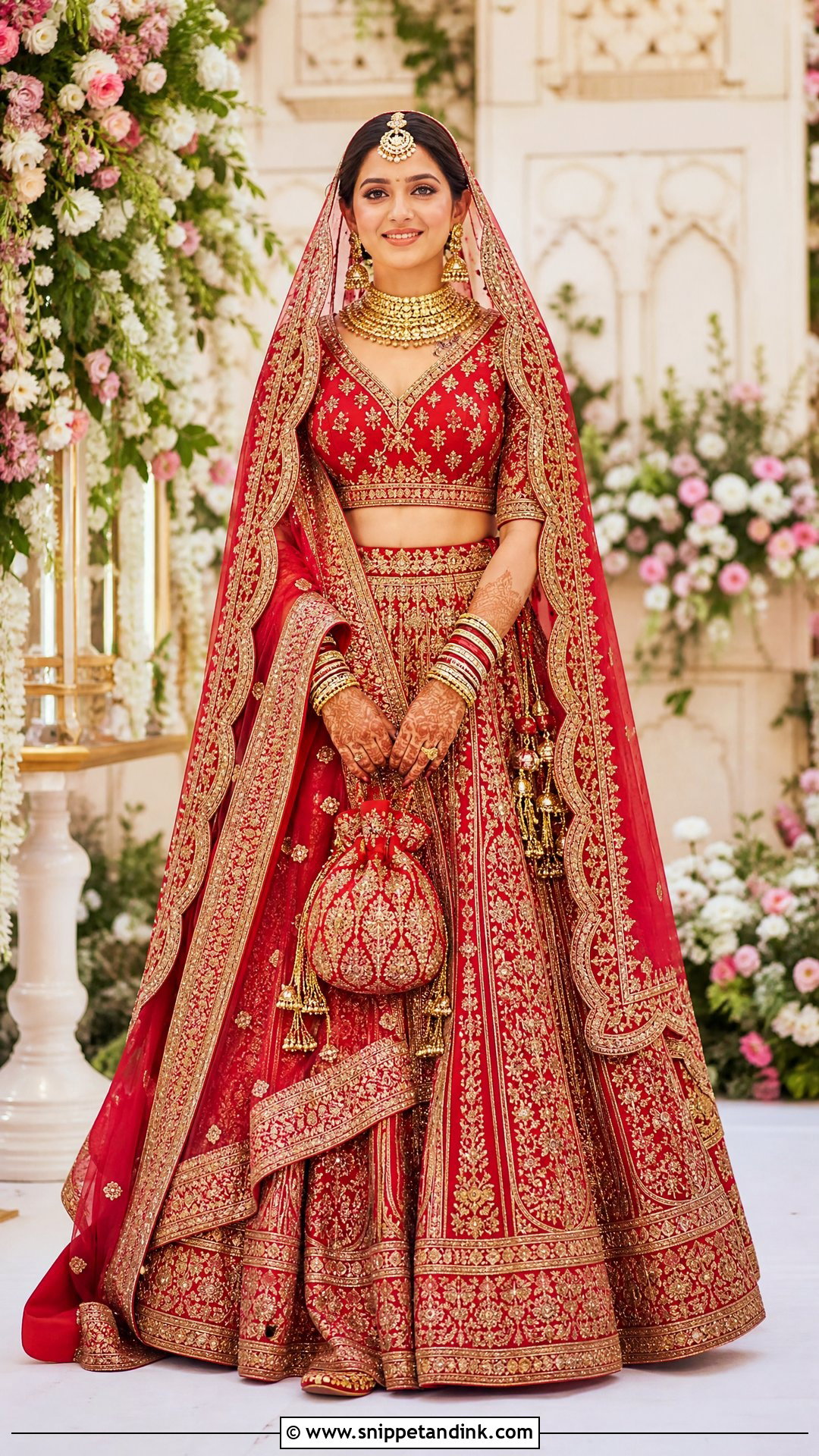 Red Bridal Lehenga for Indian Wedding - Snippet and Ink - 20 Indian Wedding Dress for Women Ideas