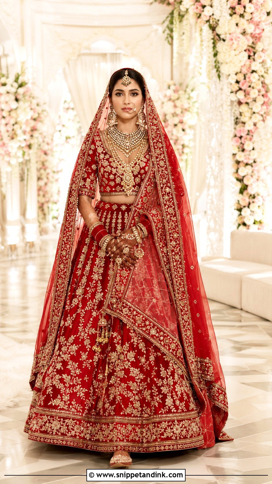 Red Bridal Lehenga for Indian Wedding - Snippet and Ink - 20 Indian Wedding Dresses Ideas