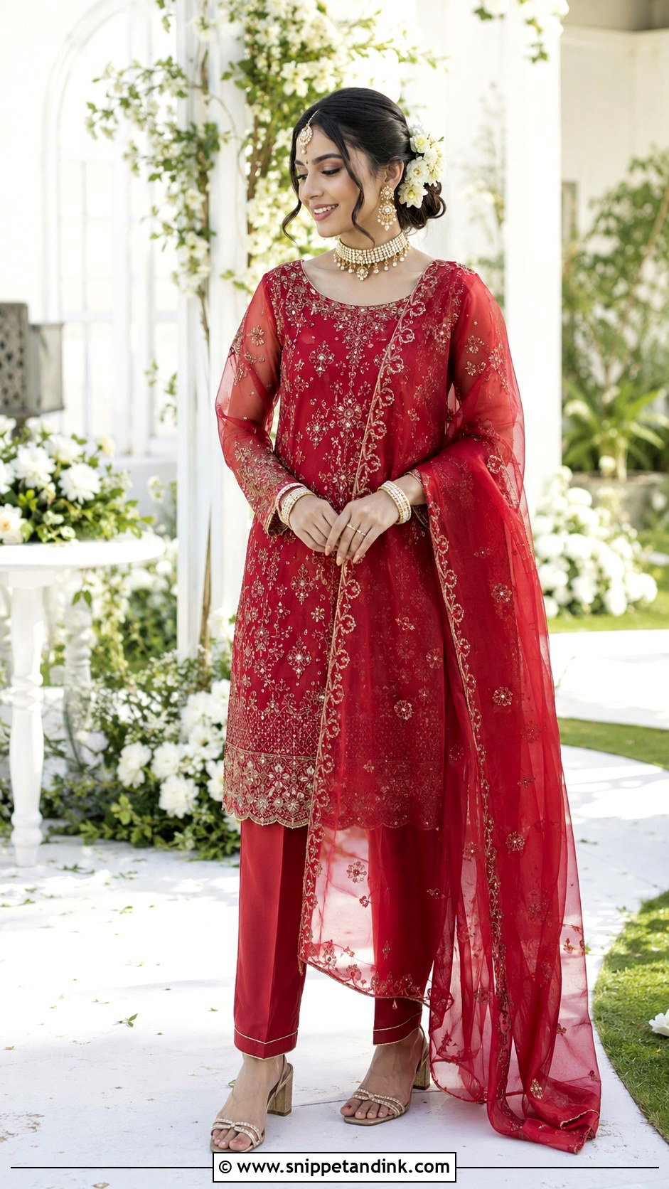 Red Bridal Organza Suit - Snippet and Ink - 20 Red Bridal Suit Ideas