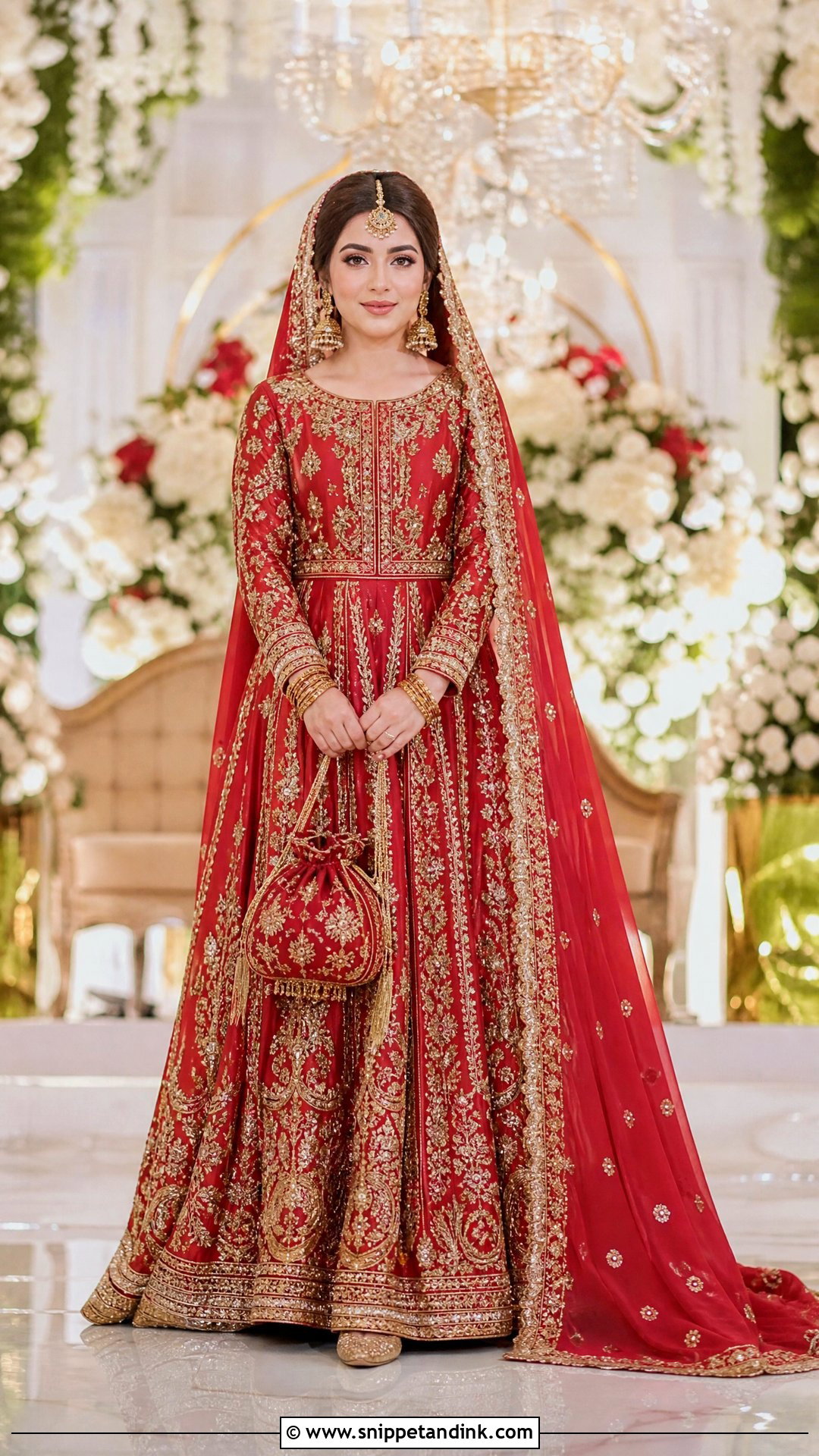 Red Bridal Pakistani Maxi With Dupatta - Snippet and Ink - 20 Pakistani Maxi Designs for Wedding