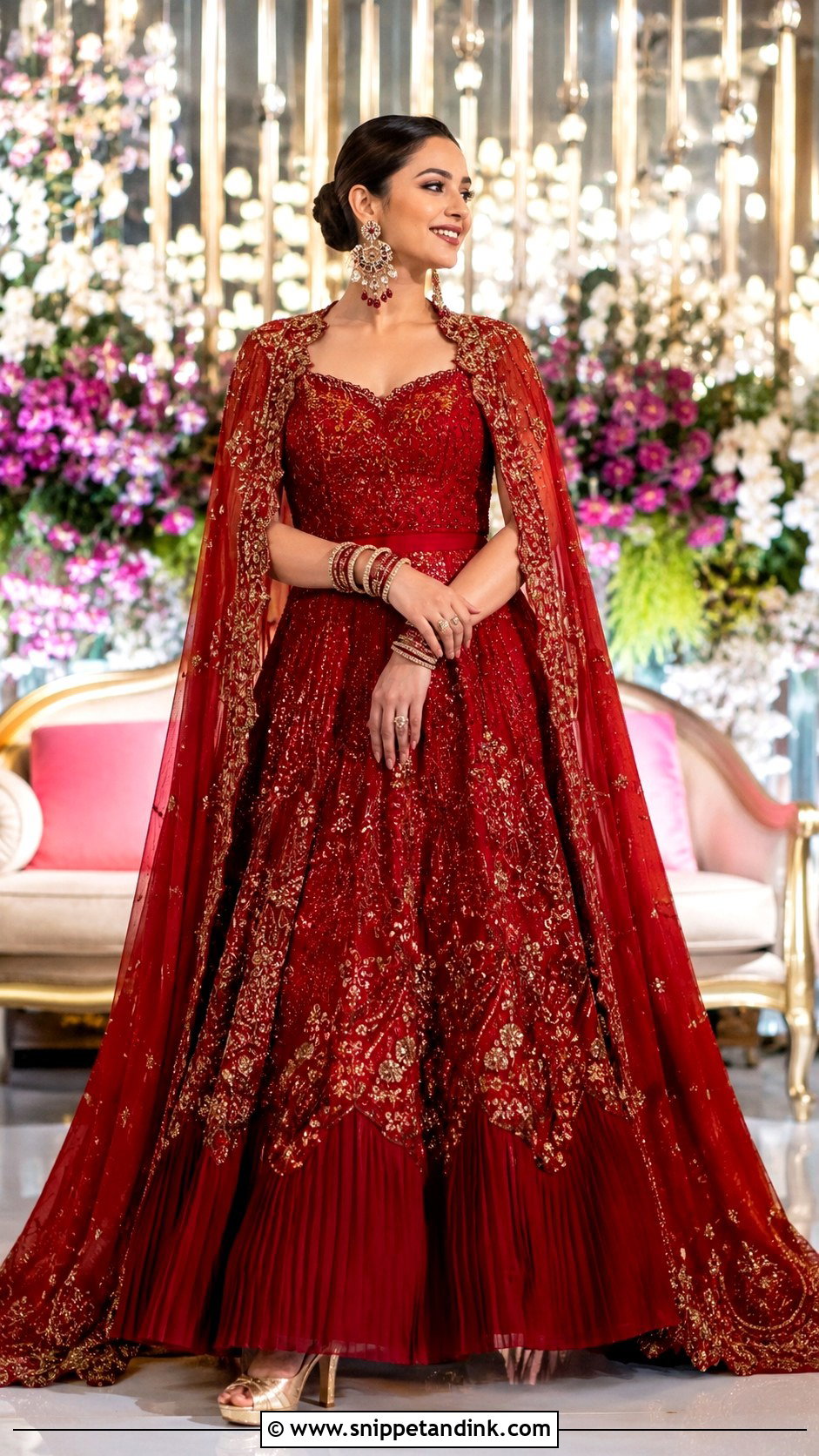 Red Bridal Sangeet Gown - Snippet and Ink - 25 Bridal Sangeet Outfit Gown Ideas
