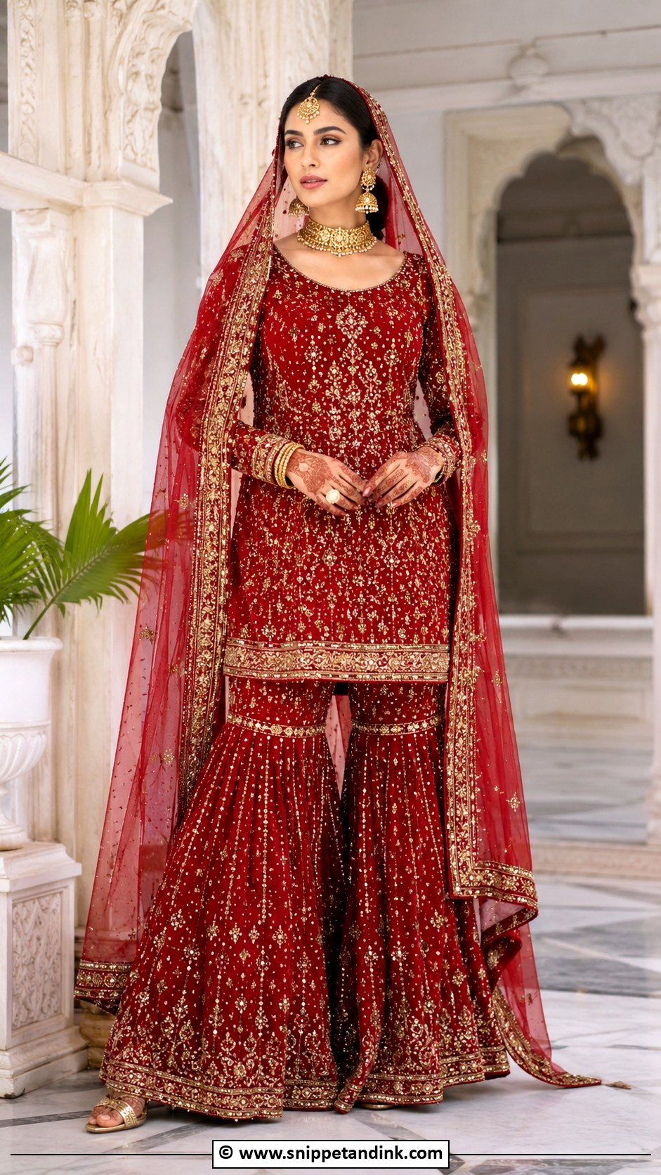 Red Bridal Sarara Dress - Snippet and Ink - 30 Sarara Dress Indian Weddings Ideas