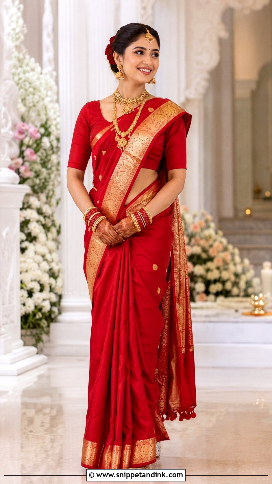 Red Bridal Saree - Snippet and Ink - 30 Red Bridal Dress Ideas