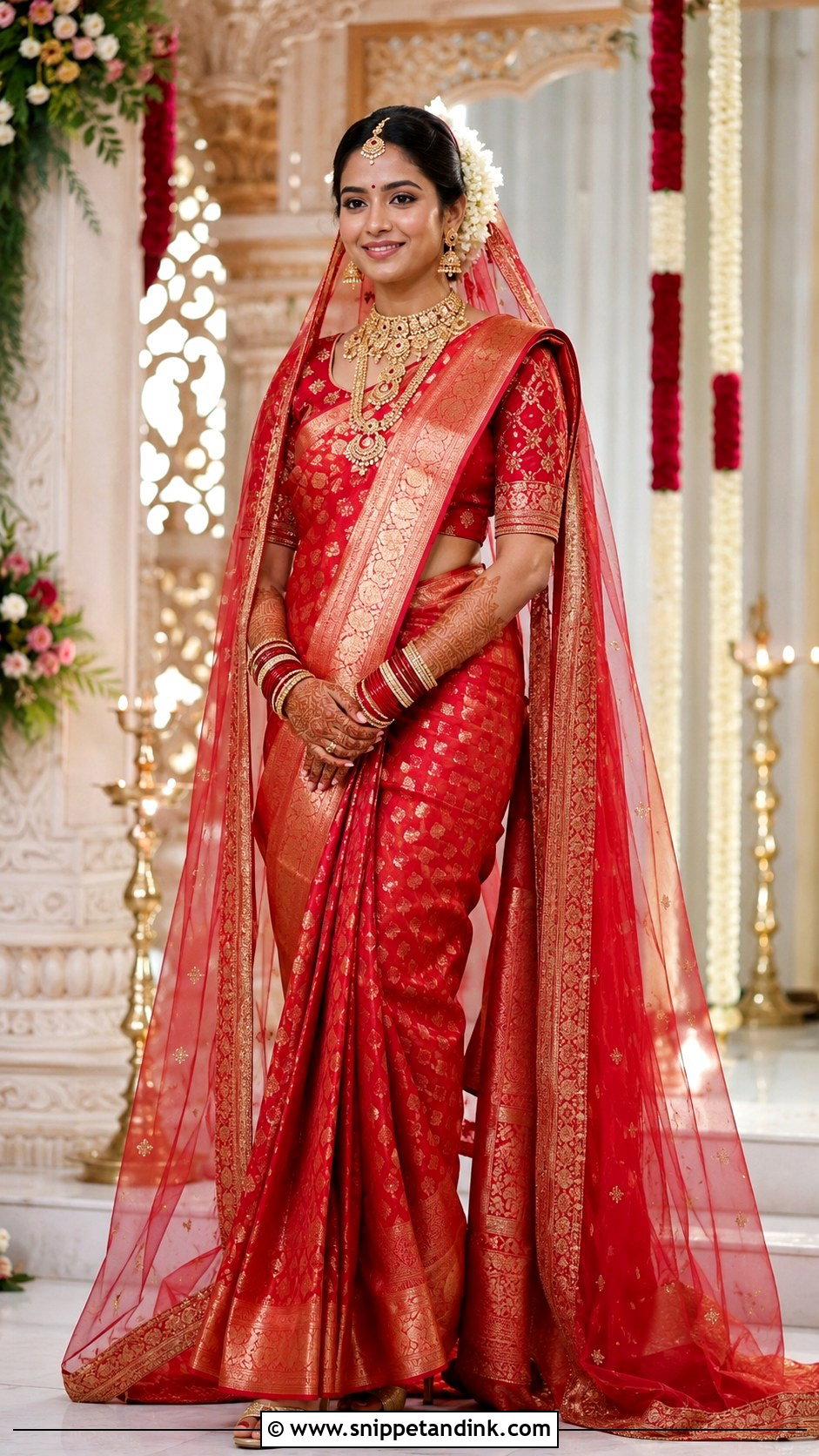 Red Bridal Saree Look - Snippet and Ink - 25 New Indian Bride Look Ideas