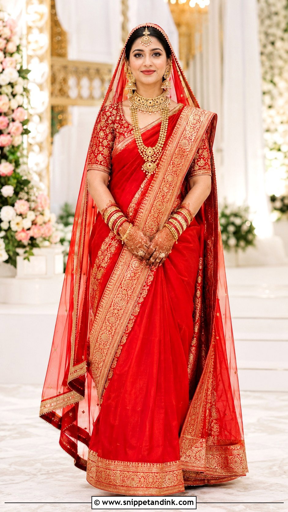 Red Bridal Saree for Barat - Snippet and Ink - 20 Bridal Dresses for Barat