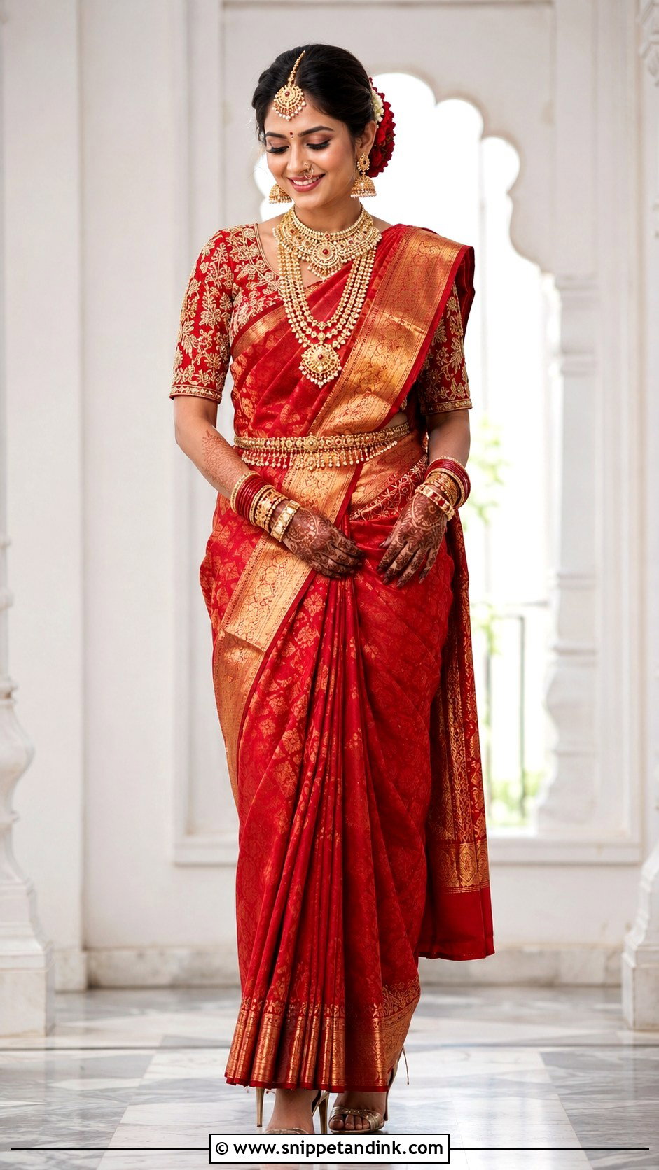 Red Bridal Saree - Snippet and Ink - 25 Indian Bridal Dresses