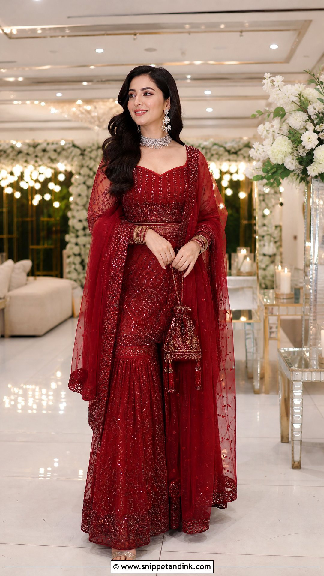 Red Bridal Sharara For Reception - Snippet and Ink - 20 Red Bridal Sharara Ideas