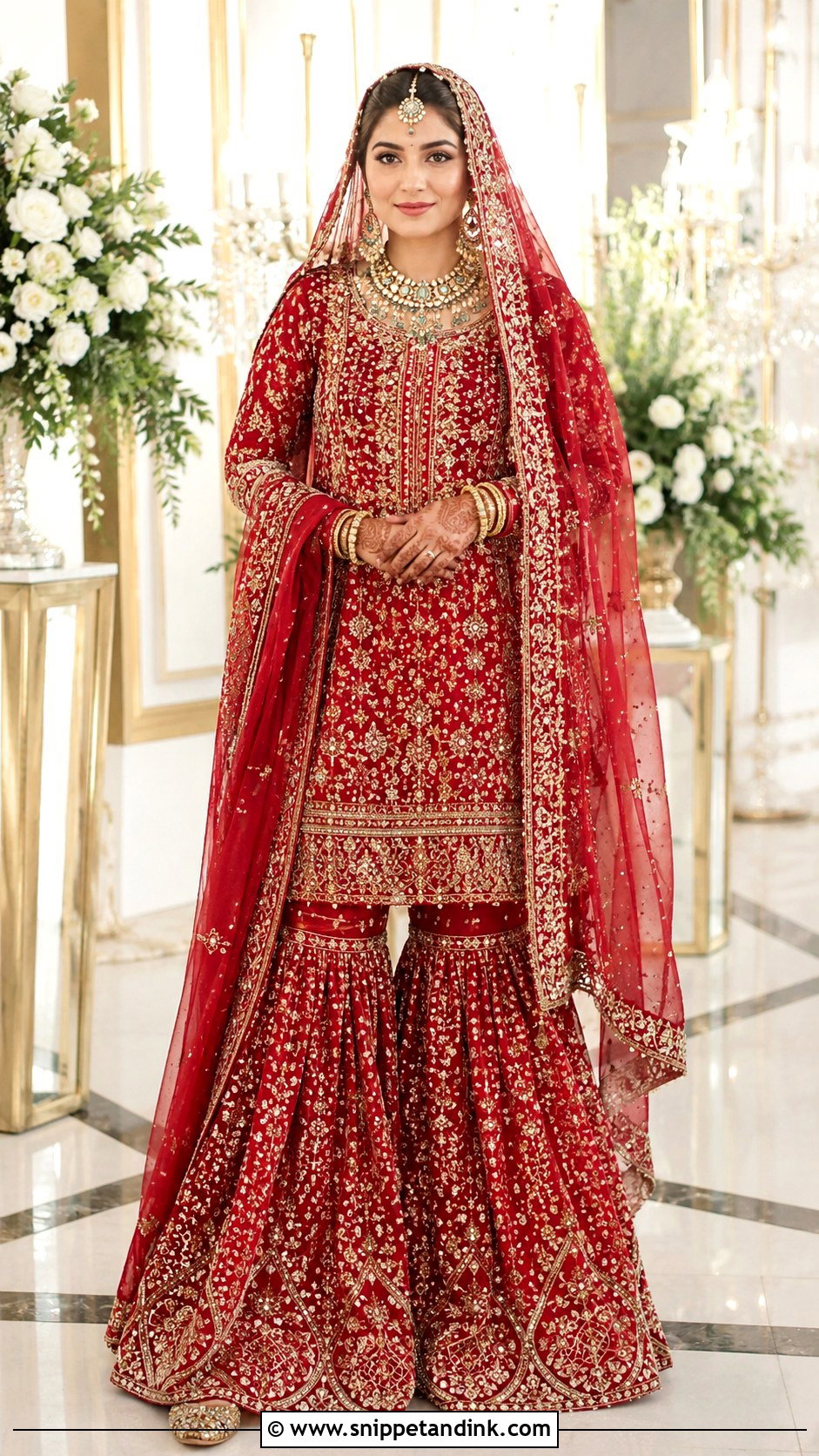 Red Bridal Sharara Outfit - Snippet and Ink - 25 Wedding Sharara Ideas