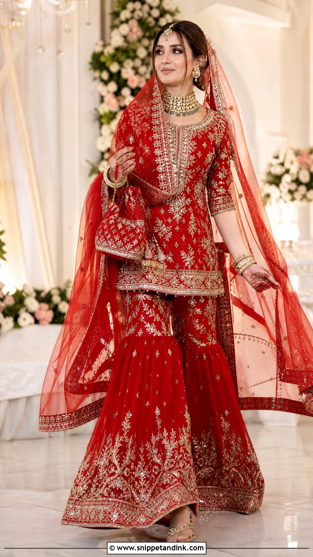 Red Bridal Sharara Set - Snippet and Ink - 20 Red Indian Bridal Dress Ideas