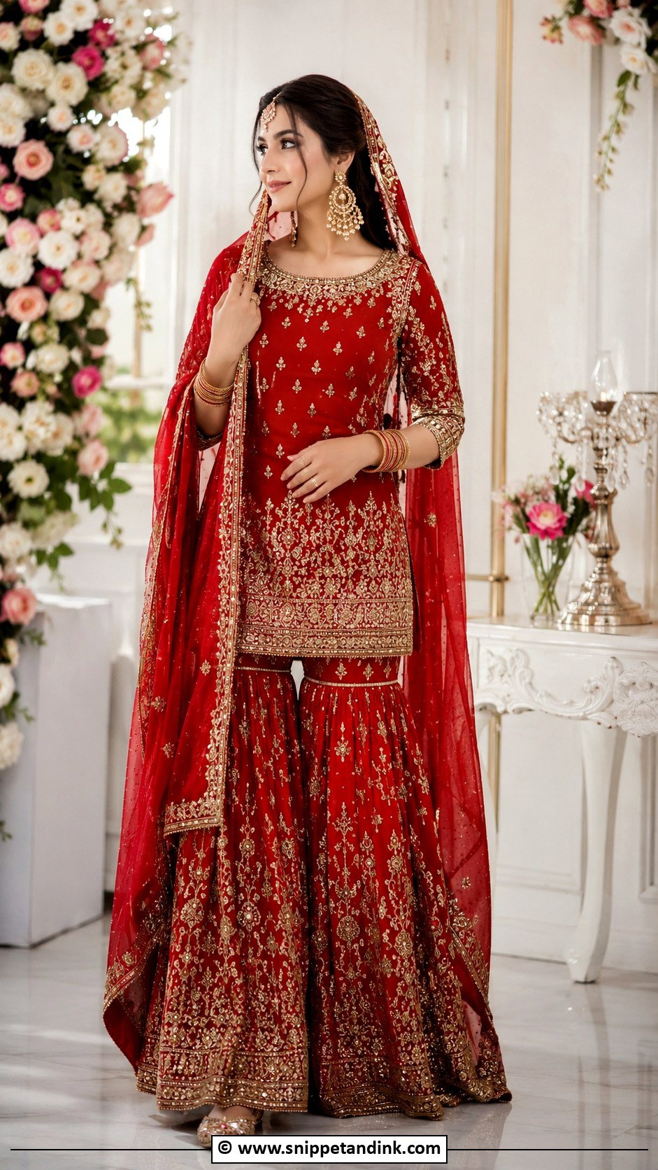 Red Bridal Sharara Suit - Snippet and Ink - 30 Red Indian Bridal Wear Ideas