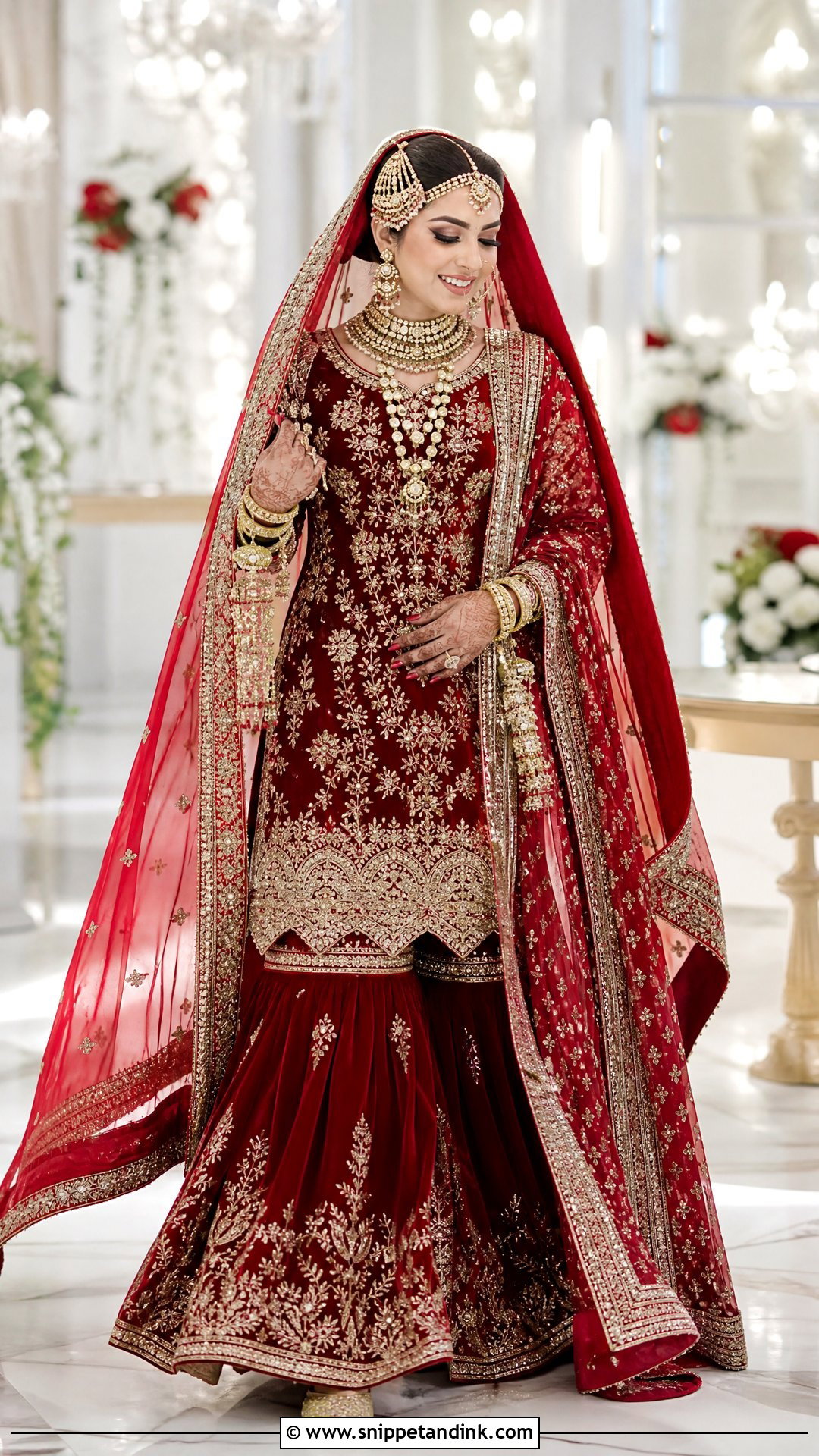 Red Bridal Sharara Wedding Dress - Snippet and Ink - 20 Sharara Wedding Dress Ideas