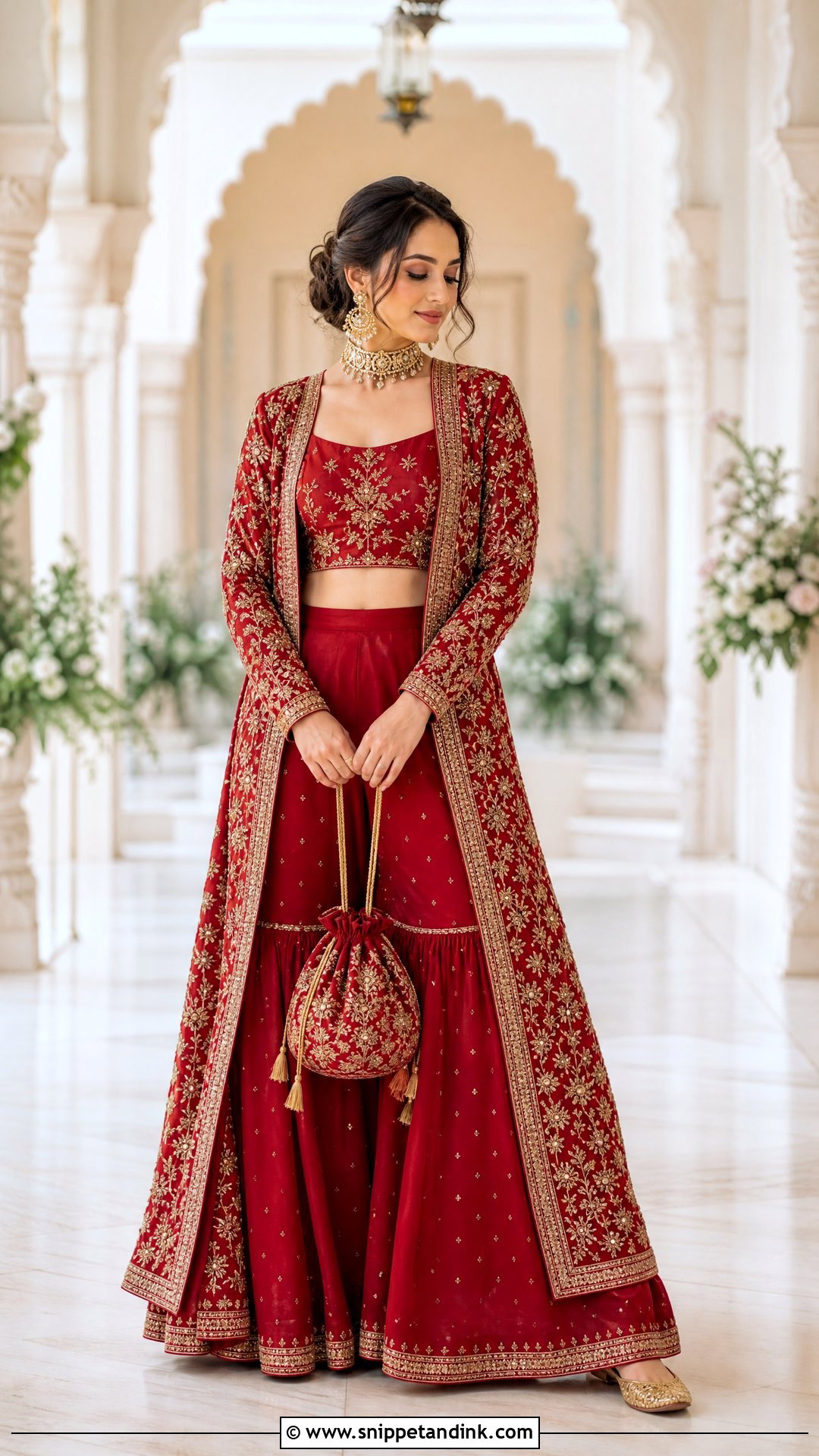 Red Bridal Sharara With Jacket - Snippet and Ink - 20 Red Bridal Sharara Ideas