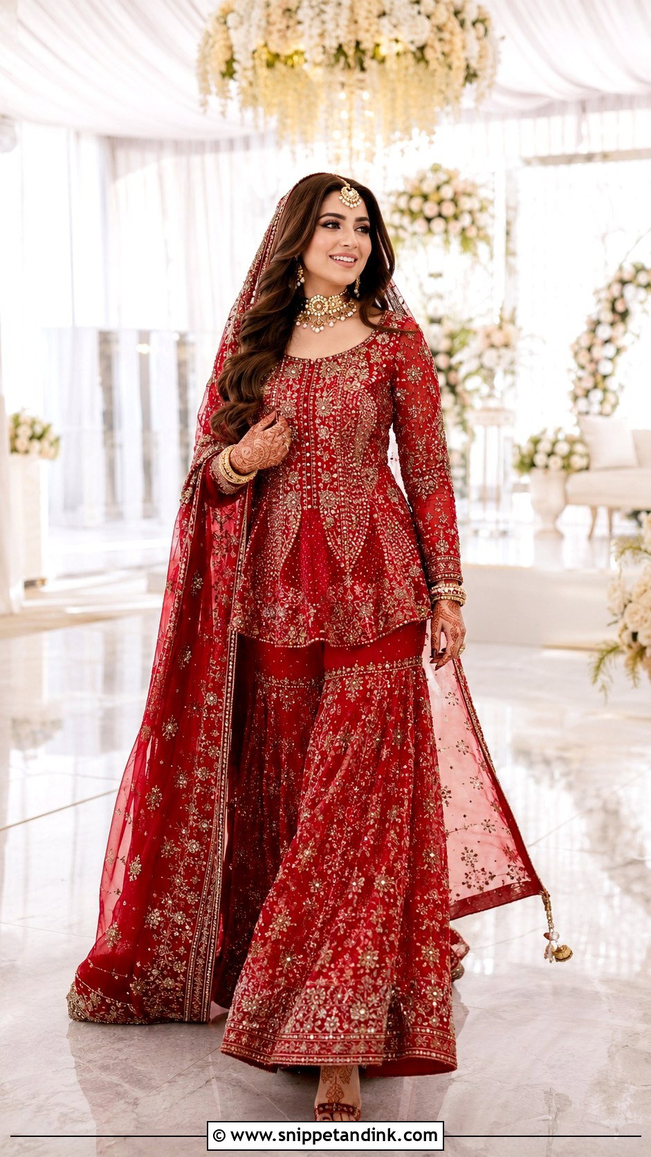 Red Bridal Sharara With Peplum Top - Snippet and Ink - 20 Red Baraat Dress Pakistani Bridal Wear Ideas
