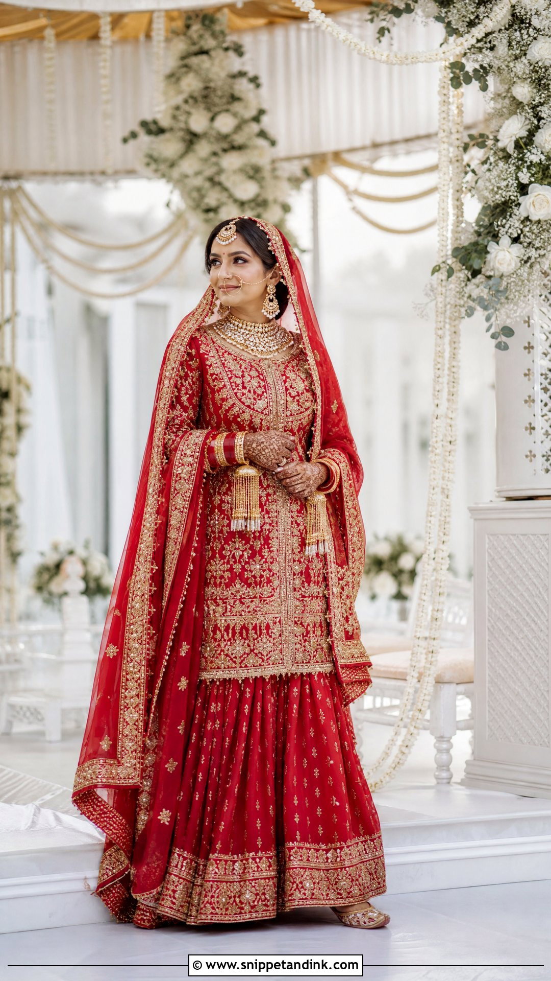 Red Bridal Sharara for Phera - Snippet and Ink - 20 Phera Outfit Bride Ideas