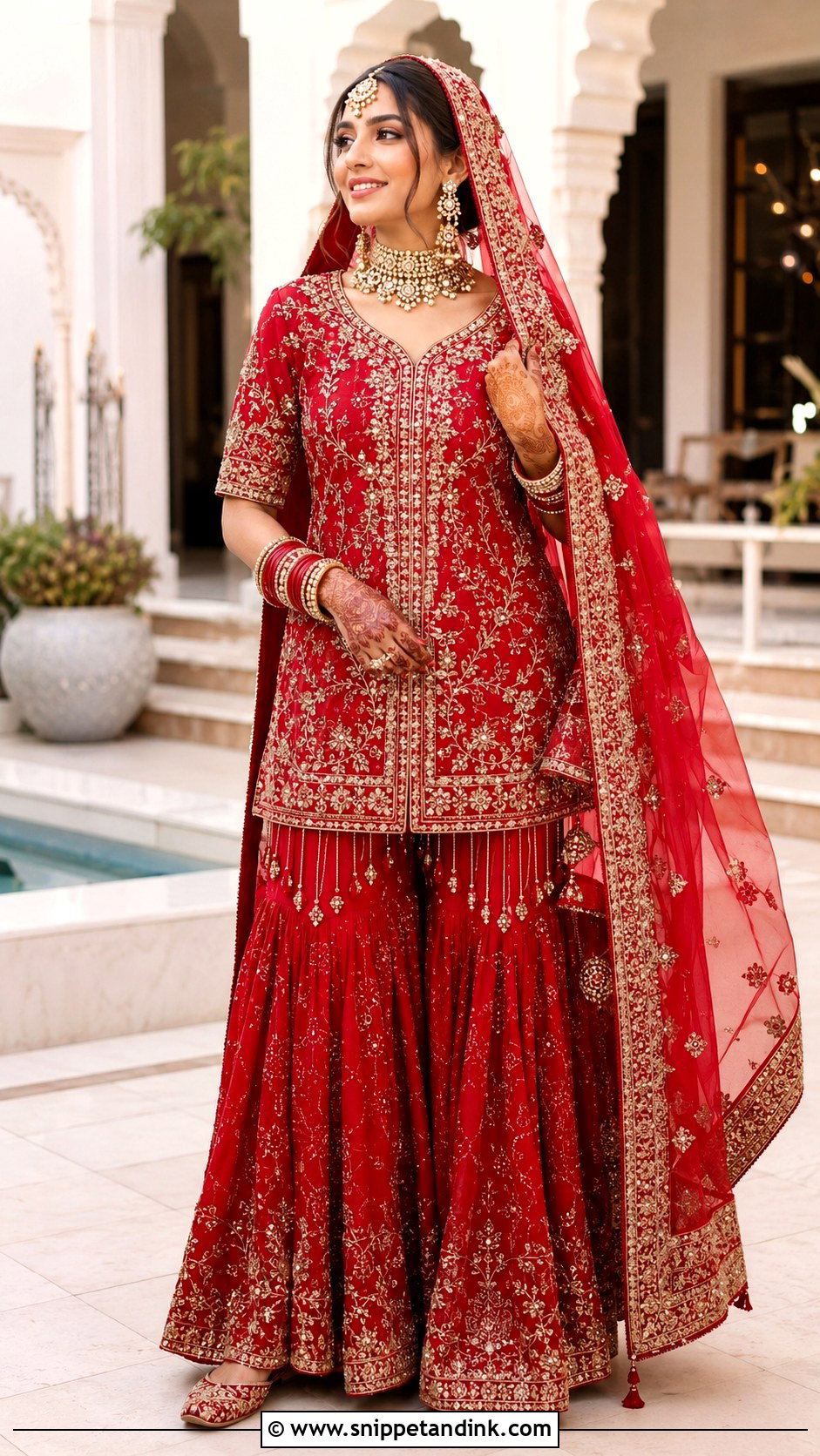 Red Bridal Sharara - Snippet and Ink - 20 Indian Style Dulhan Dress Ideas