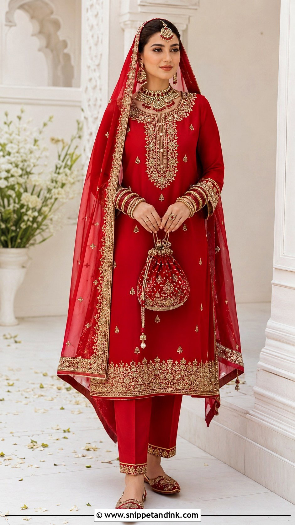 Red Bridal Straight Suit - Snippet and Ink - 20 Red Bridal Suit Ideas