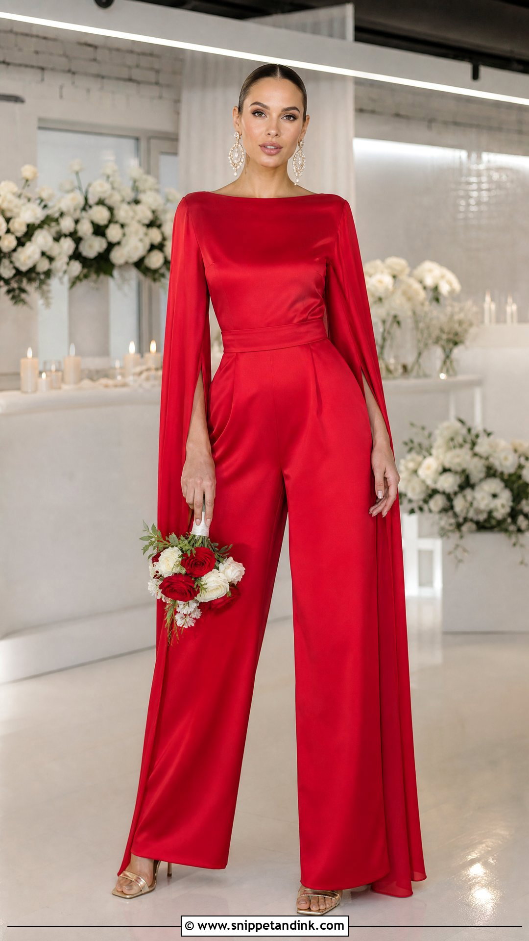 Red Bride Jumpsuit - Snippet and Ink - 25 Red Bride Dress Ideas