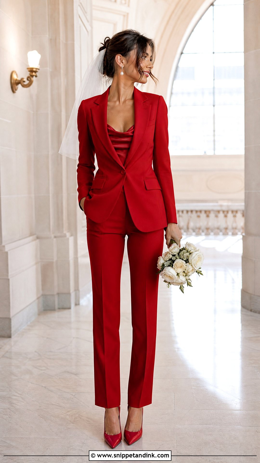 Red Bride Pantsuit - Snippet and Ink - 25 Red Bride Dress Ideas