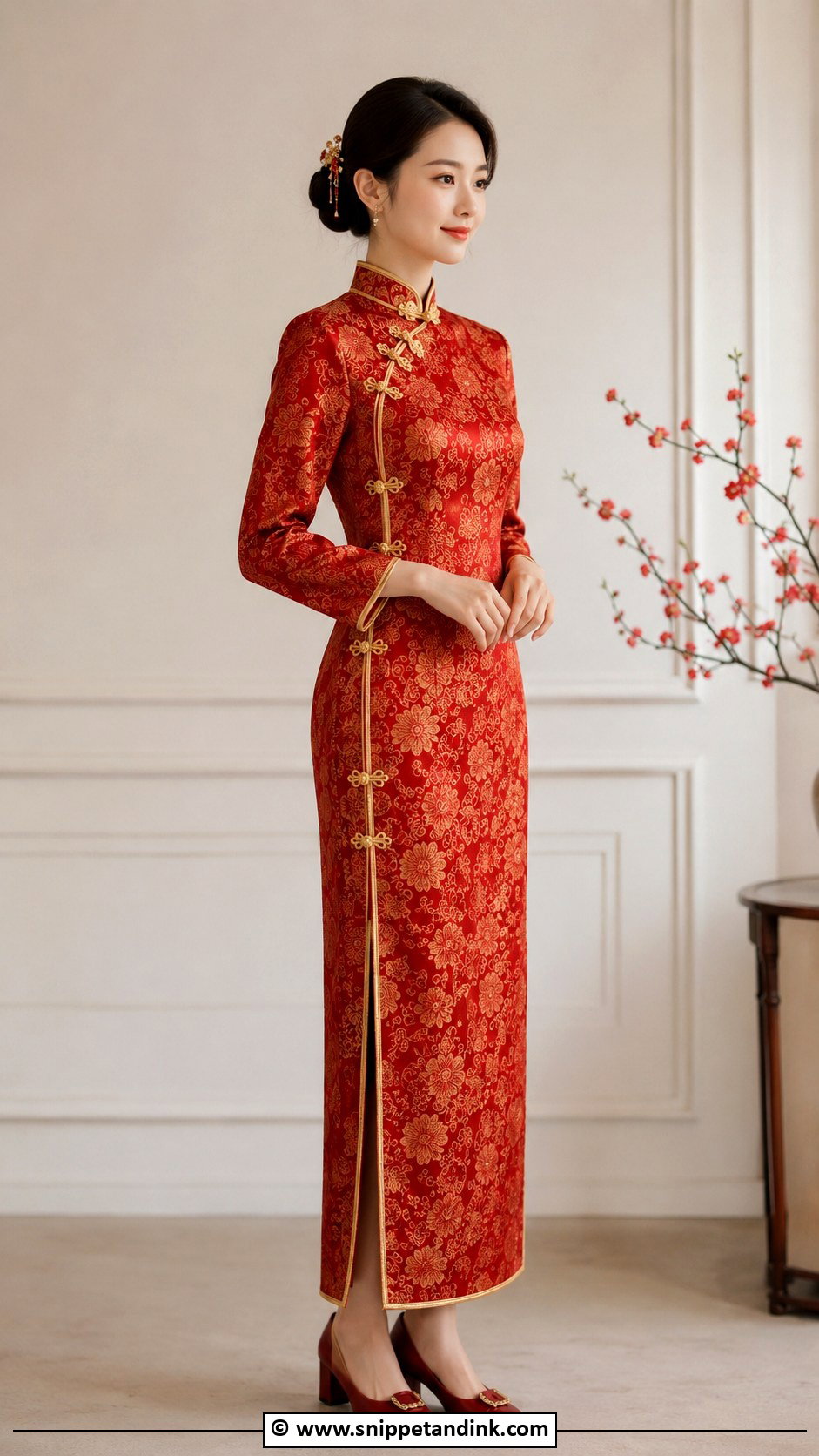 Red Brocade Chinese Wedding Dress - Snippet and Ink - 30 Chinese Wedding Dress Ideas