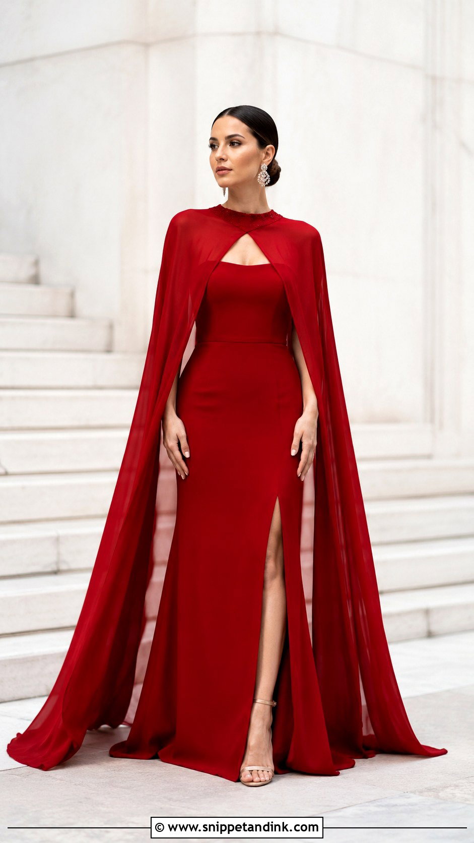Red Cape Bridal Dress - Snippet and Ink - 30 Red Bridal Dress Ideas