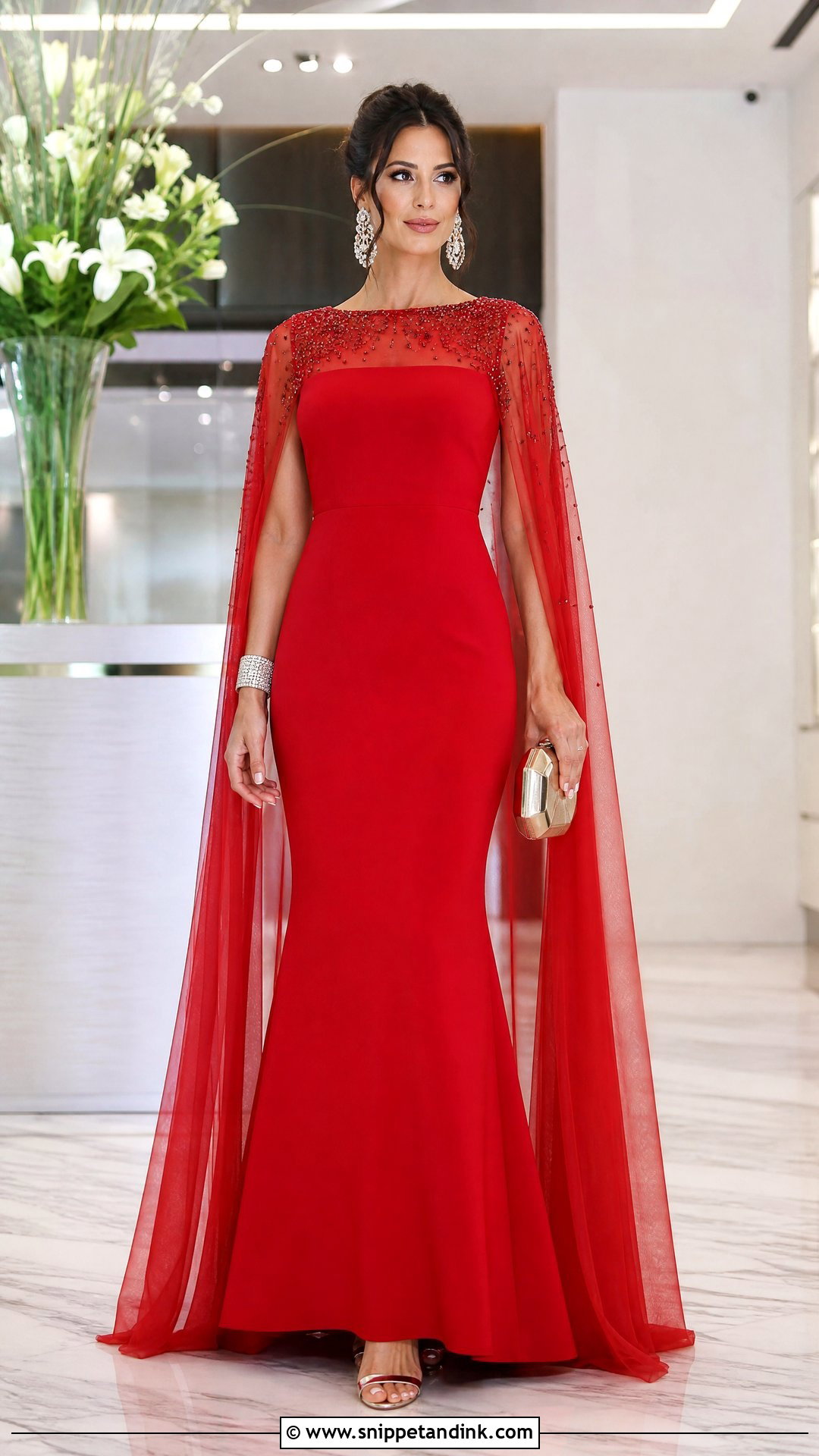 Red Cape Gown Outfit - Snippet and Ink - 25 Red Indian Dress Outfit Ideas