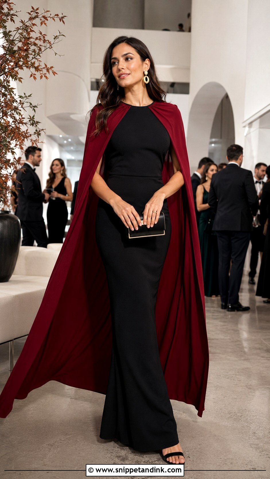 Red Cape Sleeve Wedding Guest Dress - Snippet and Ink - 20 Black Tie Wedding Dresses