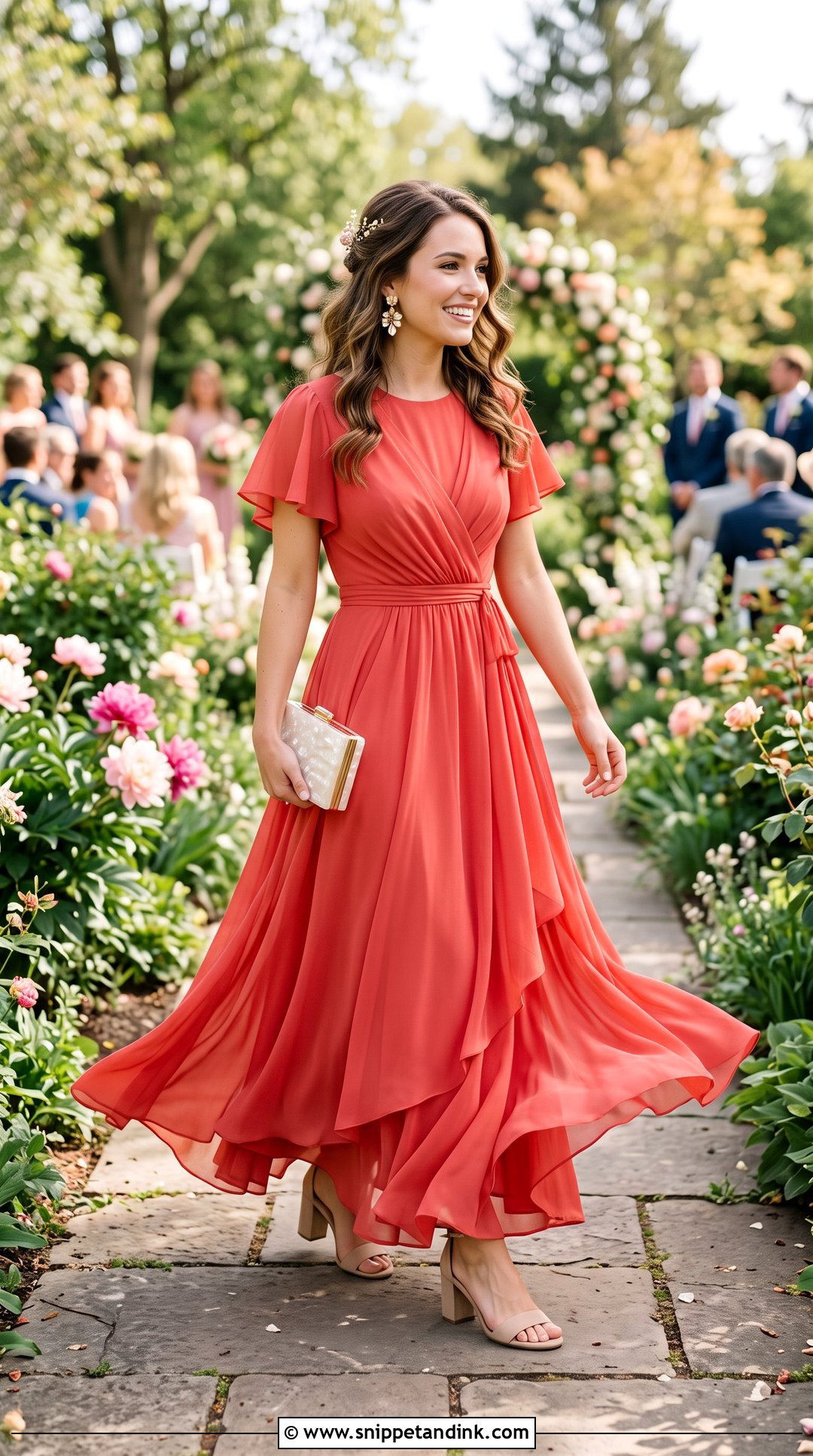 Red Chiffon Maxi Dress for Wedding - Snippet and Ink - 20 Red Dresses for Wedding