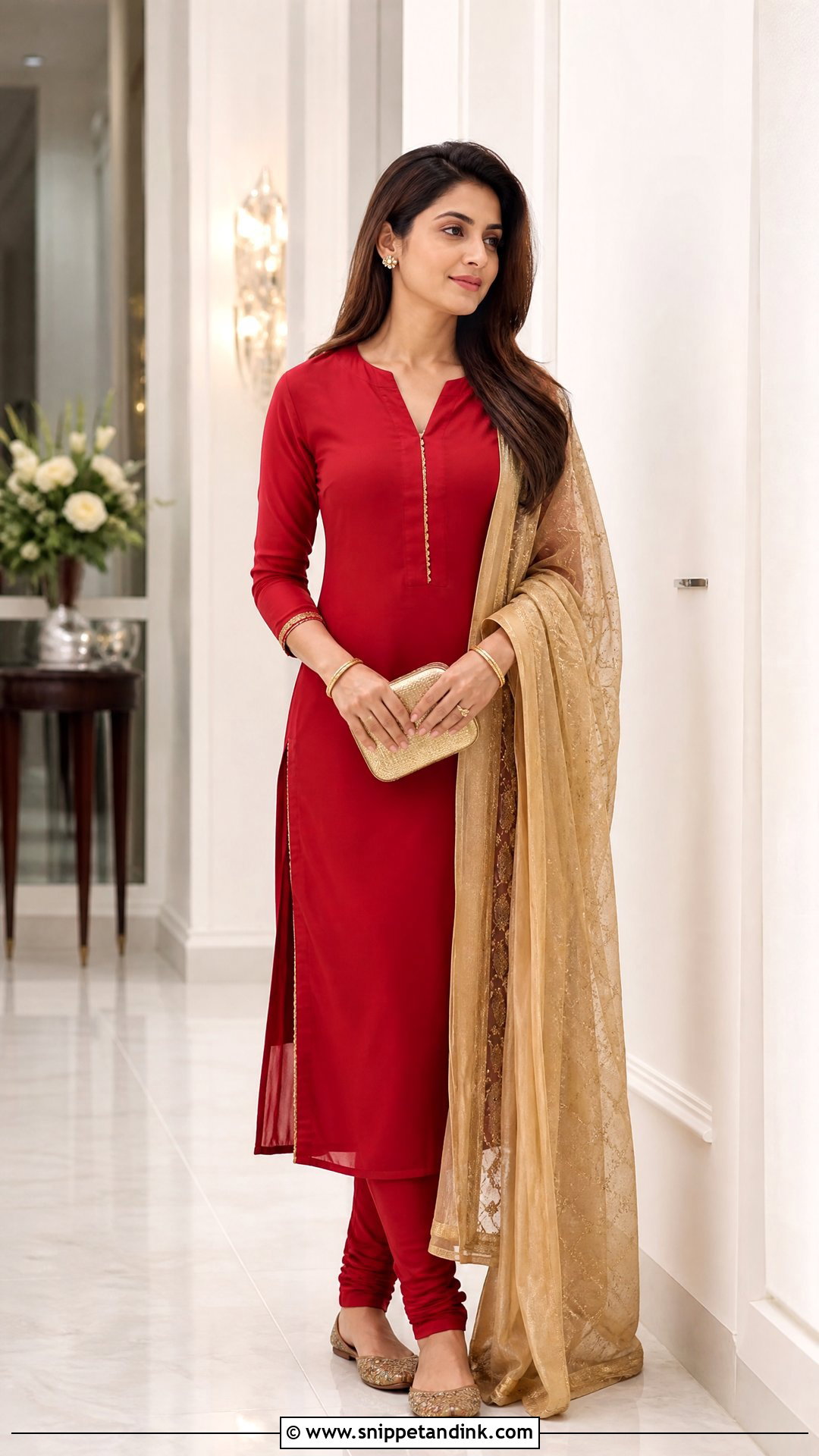 Red Churidar Suit Outfit - Snippet and Ink - 25 Red Indian Dress Outfit Ideas